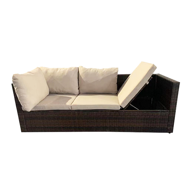 Rattan Outdoor Furniture Garden Corner Sofa Set With Hidden Storage